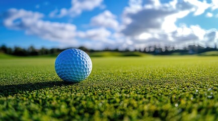 Fototapeta premium Golf ball on a green fairway (2)