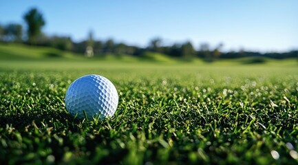 Fototapeta premium Golf ball on a green fairway (8)