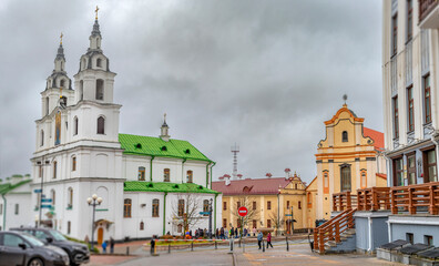Late autumn in the historical center of Minsk