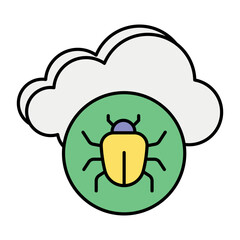 Cloud and Cloud Computing or Cloud Services Color Outline Icons Pack and illustrations