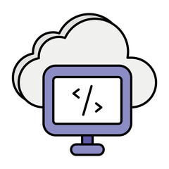 Cloud and Cloud Computing or Cloud Services Color Outline Icons Pack and illustrations