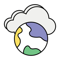 Cloud and Cloud Computing or Cloud Services Color Outline Icons Pack and illustrations