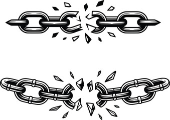 Broken Chain Vector Symbol of Freedom and Strength.