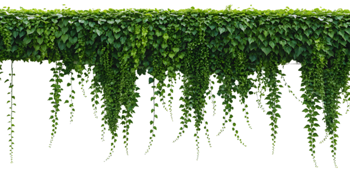 Cascading green ivy vines isolated on transparent background