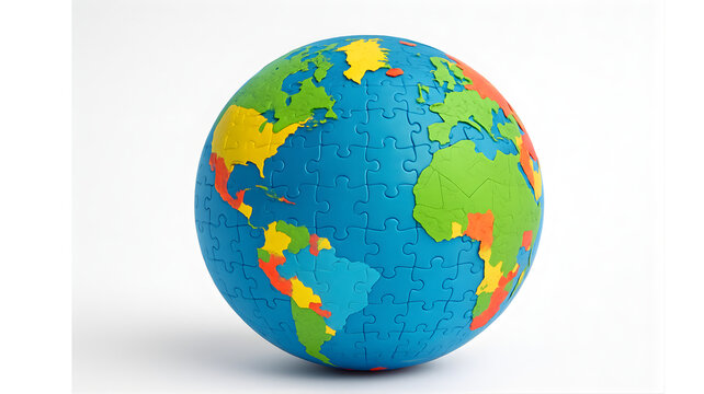 Colorful Earth globe puzzle symbolizing unity Doha social summit