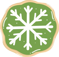 christmas snowflake cookie green vector illustration art