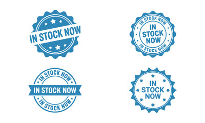 Blue instock logo set, business badges and labels for sales and marketing design use.