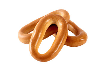 Fototapeta premium Two golden brown bagels isolated on transparent background