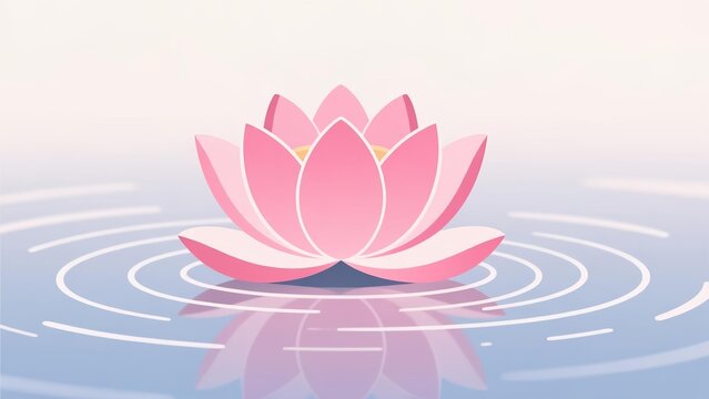 Pink Lotus Blossom on Water Serene Floral Reflection