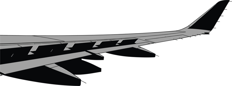 Airplane wing section with engines and winglets aircraft wing, airplane wing, aircraft wing, jet engine, winglet, aviation, aerospace, flight, travel, transportation, sky, air travel, commercial airpl
