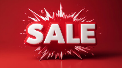 Dynamic 3D "SALE" Explosion Sign on Red Background