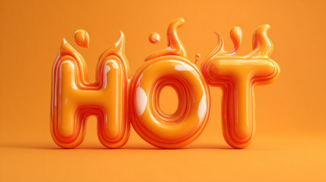 Glowing Neon "HOT" Sign on an Orange Background