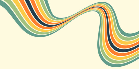 Retrofuturism poster design in trendy retro line style. Modern art poster retro vintage style 70s stripes background template lines shapes vector design.