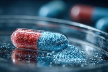 A close up view of a pharmaceutical pill on a surface