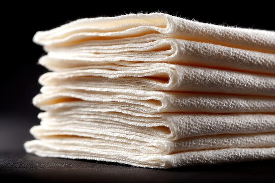 Stack of sterilized gauze pads in healthcare setting close up