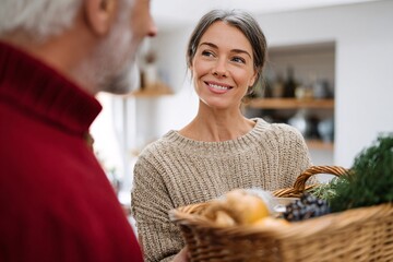 Volunteers sharing food baskets with those in need during Christmas season