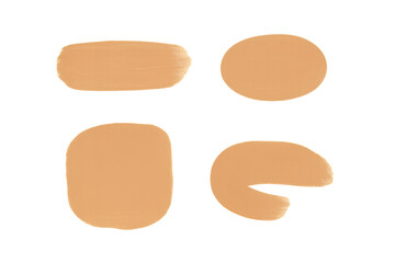 Beige cosmetic foundation makeup swatches on transparent background