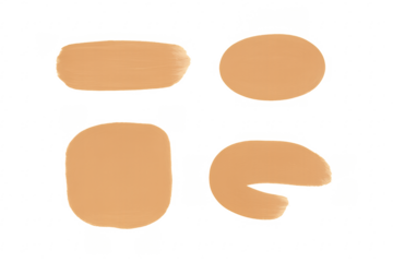 Beige cosmetic foundation makeup swatches on transparent background