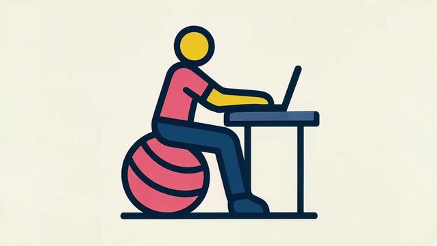 Active sitting on exercise ball icon