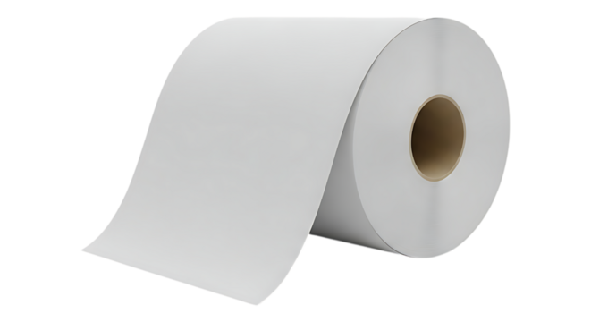 Roll of white paper isolated on transparent background for various applications
