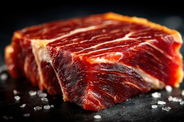 Raw Wagyu beef cut showing rich marbling in studio setting