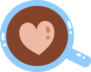 cute cup of hot drink beverage top with heart art vector cartoon illustration