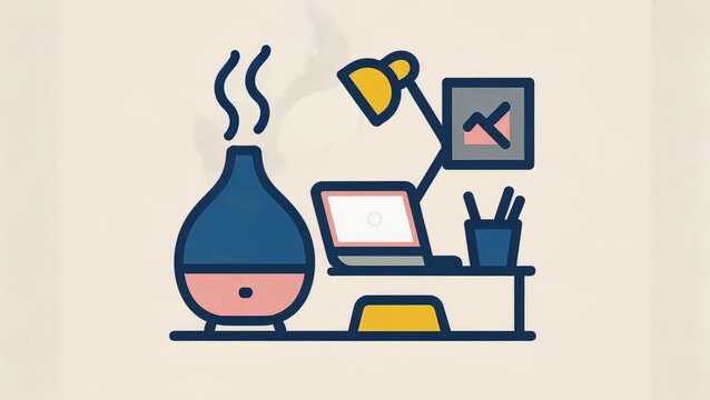 Relaxing home office workspace icon