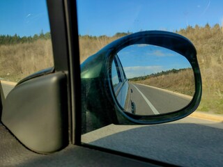 Fototapeta premium Through the Side Mirror. Angle of view.