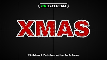 Xmas red text effect editable words colors fonts changeable holiday greeting vector design festive style