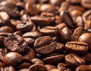 Roasted Coffee Beans Close Up Dark Brown Texture