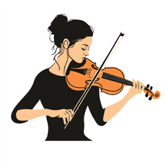 Young woman playing the violin with intense focus and passion