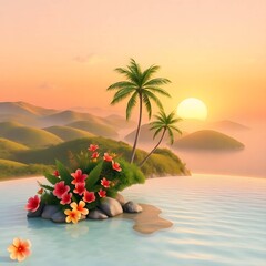 A serene and romantic 3D honeymoon love background