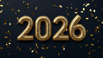 Golden Glitter Number 2026 for New Year Celebration