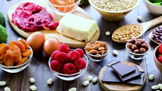 Food products being rich sources of iron.
