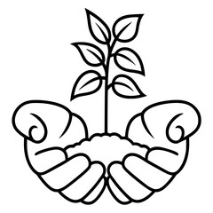 hands gently holding soil with a small growing plant symbolizing care growth sustainability environment nature protection ecology gardening nurturing and green
