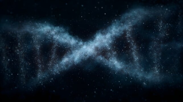 Cosmic genetic code woven in a starry night sky