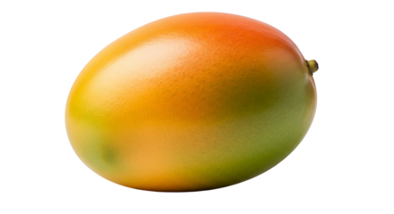 A single ripe tropical mango fruit isolated on a white background.