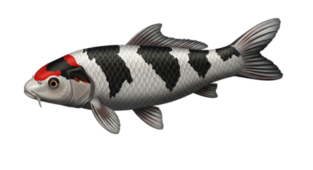 Beautiful Koi Fish Isolated on White Background.
