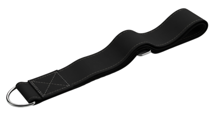 Black Fabric Tow Strap with Metal Ring for Vehicle Recovery.