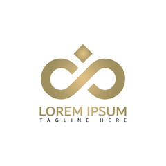 Elegant Golden infinity crown Abstract Logo Design