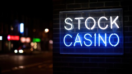 Obraz premium Neon sign of a casino glowing brightly at night, creating an inviting atmosphere