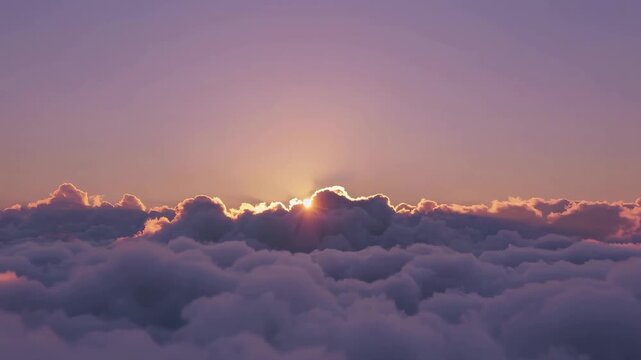 A Beautiful Scene of Morning Sun Rising Above the Clouds