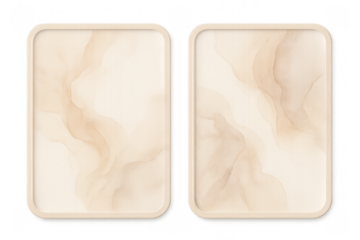 Two abstract beige marble texture trays with border