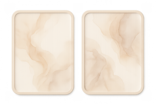 Two abstract beige marble texture trays with border