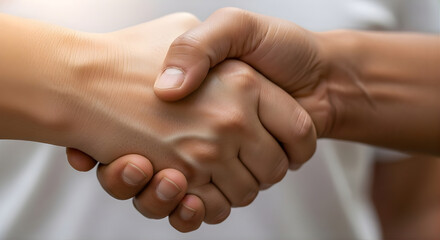Close up handshake between two individuals symbolizing business agreement and trust