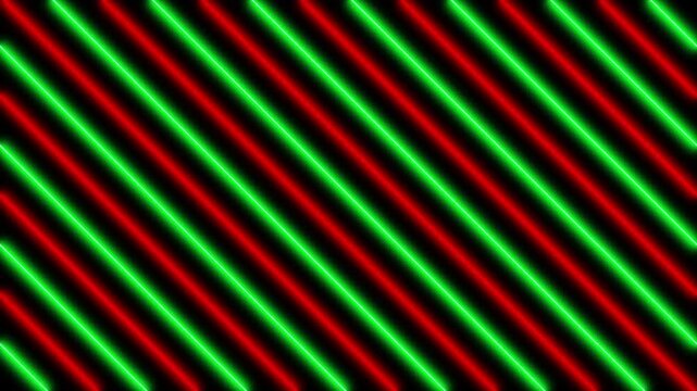 Energetic 4K motion with alternating green and red neon stripes creating rhythmic patterns. Perfect for retro themes, electronic content, dynamic backgrounds, music visualizations, and vibrant motion 