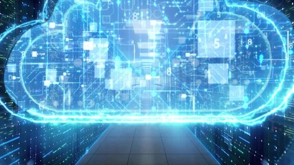 Modern big data computer room data visualization cloud data internet 5g network security - Powered by Adobe