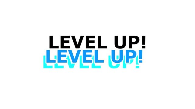 Word level up text in white background animation 4k