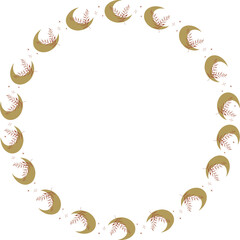 Nature elements frame. Moon herbs elements on white background. Baby shower design