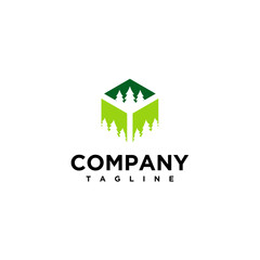 abstract pine tree logo design template